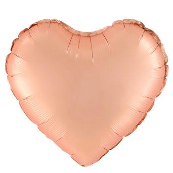 Balon folie 45 cm uni inima roz-gold