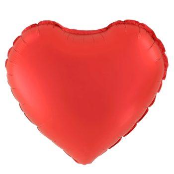 Balon folie 80 cm uni inima rosu mat