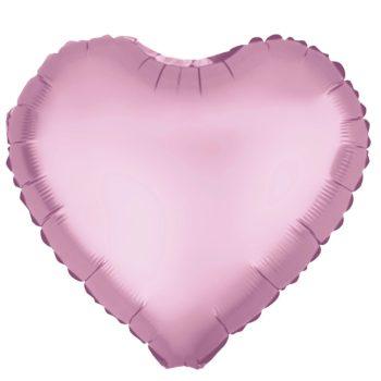 Balon folie 45 cm uni inima roz mat