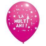 Set 10 baloane party, roz, La Multi Ani, 23cm
