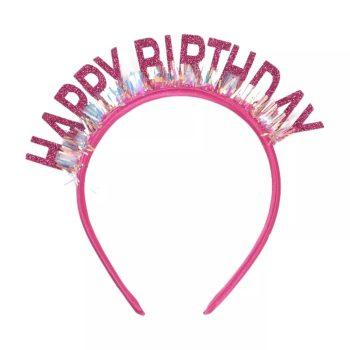 Coronita fuchsia Happy Birthday marime universala