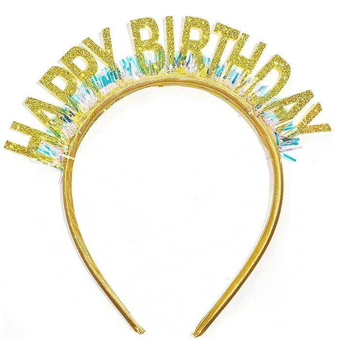 Coronita aurie Happy Birthday marime universala Coronita aurie Happy Birthday marime universala