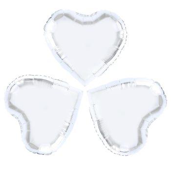 Set 3 baloane inimi argintii, 25cm