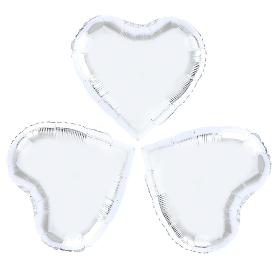 Set 3 baloane inimi argintii, 25cm Set 3 baloane inimi argintii, 25cm