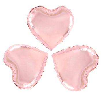 Set 3 baloane inimi rose-gold, 25cm