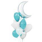 Setul conține: 1 balon din folie în formă de lună 5 baloane din folie în formă de inimă și stea 2 baloane din latex de 30 cm