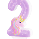 Lumanare cifra 2 lila Unicorn 8.2cm