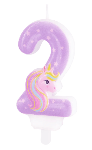 CIRA 2 Lumanare cifra 2 lila Unicorn 8.2cm - imagine 1