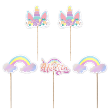 Set 5 toppere tort, Unicorn Rainbow
