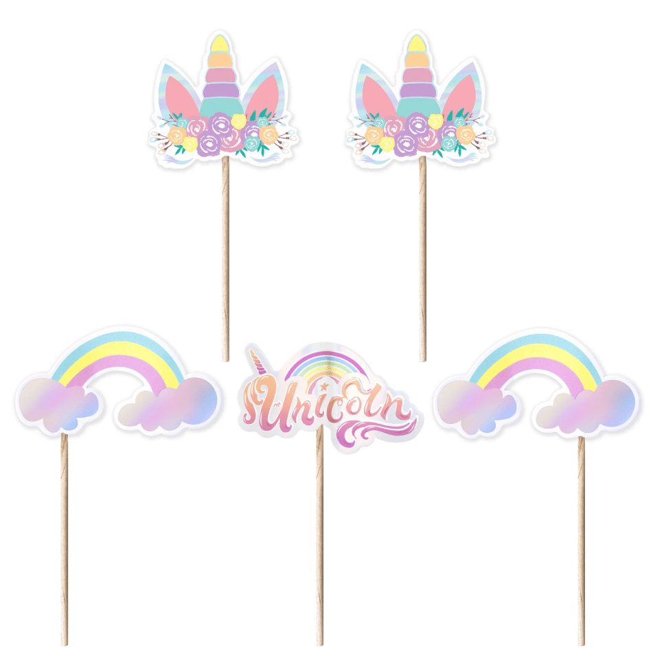 Set 5 toppere tort, Unicorn Rainbow Set 5 toppere tort, Unicorn Rainbow
