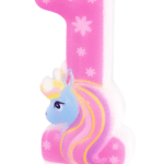 Lumanare cifra 1 roz Unicorn 8.2cm