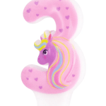 Lumanare cifra 3 roz Unicorn 8.2cm