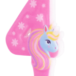 Lumanare cifra 4 roz Unicorn 8.2cm