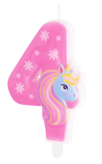 Lumanare cifra 4 roz Unicorn 8.2cm