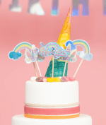 Set 5 toppere tort 9 cm, Unicorn Rainbow - imagine 2